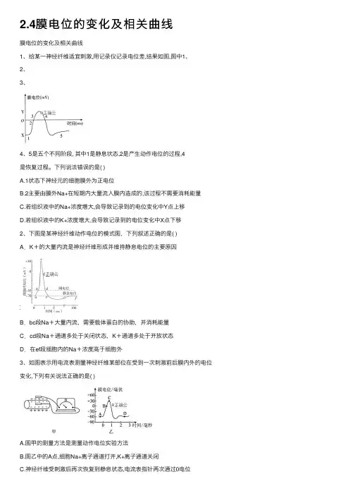 2.4膜电位的变化及相关曲线