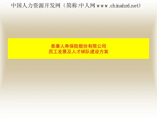 泰康人才梯队建设方案