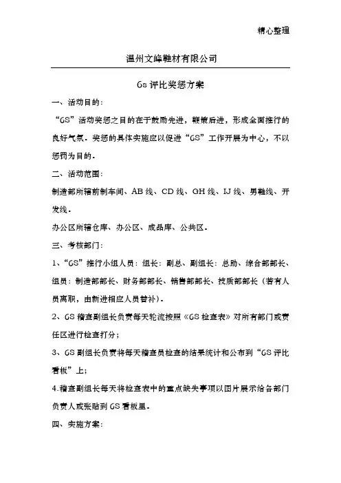 6S评比奖惩方案新