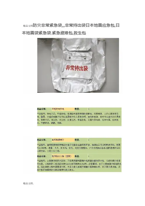 防灾和急救包配置清单资料讲解
