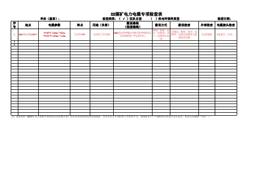 XX煤矿电力电缆专项检查表