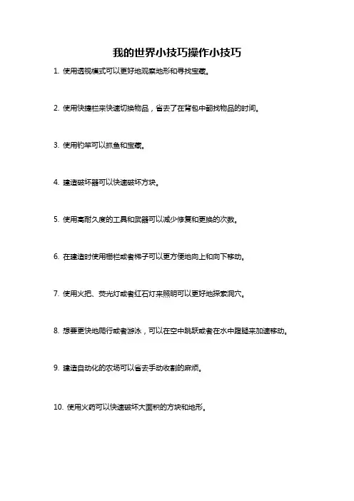 我的世界小技巧操作小技巧