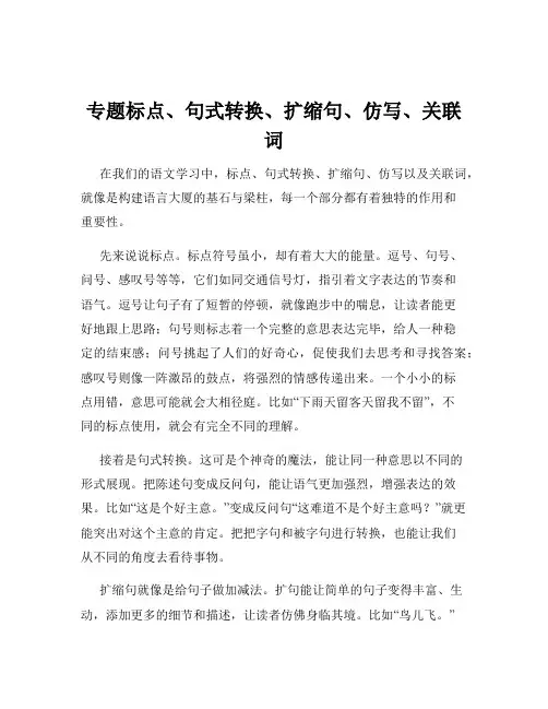 专题标点、句式转换、扩缩句、仿写、关联词