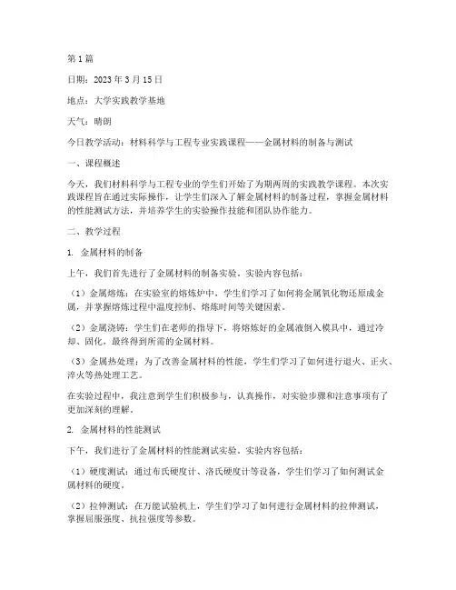 大学老师实践教学日志(3篇)