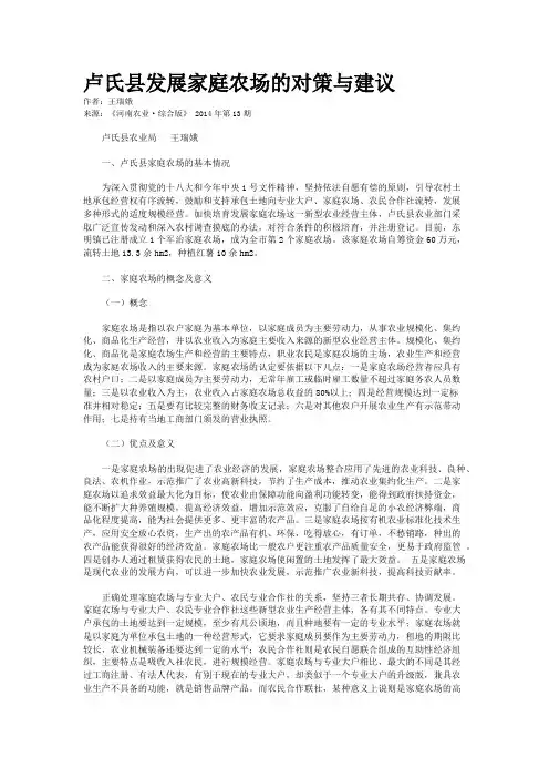 卢氏县发展家庭农场的对策与建议