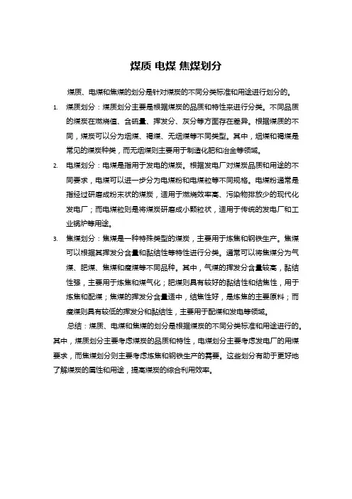 煤质 电煤 焦煤划分