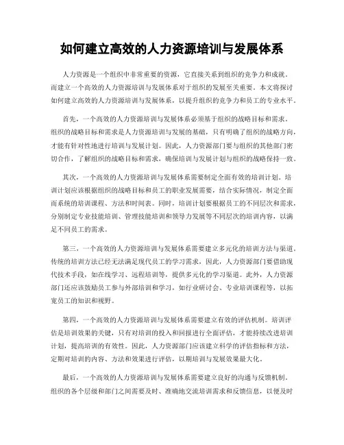 如何建立高效的人力资源培训与发展体系