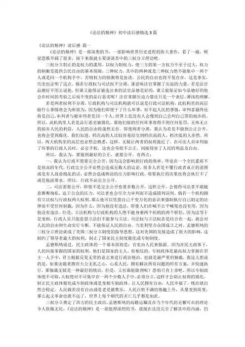 《论法的精神》初中读后感精选3篇