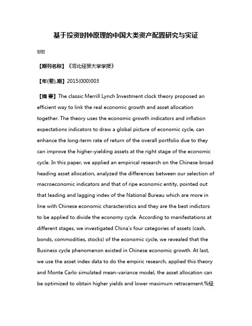 基于投资时钟原理的中国大类资产配置研究与实证