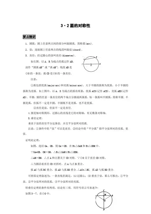 初中数学知识点精讲精析 圆的对称性