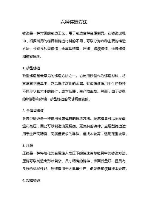 六种铸造方法