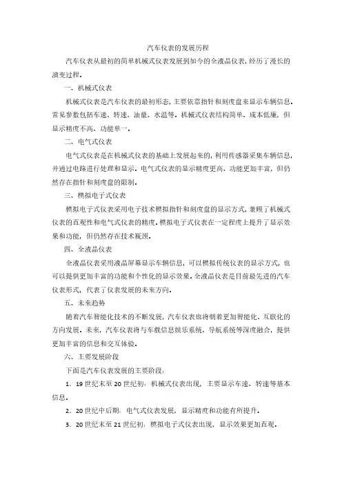 汽车仪表的发展历程