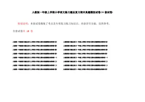 人教版一年级上学期小学语文练习题总复习期末真题模拟试卷(16套试卷)