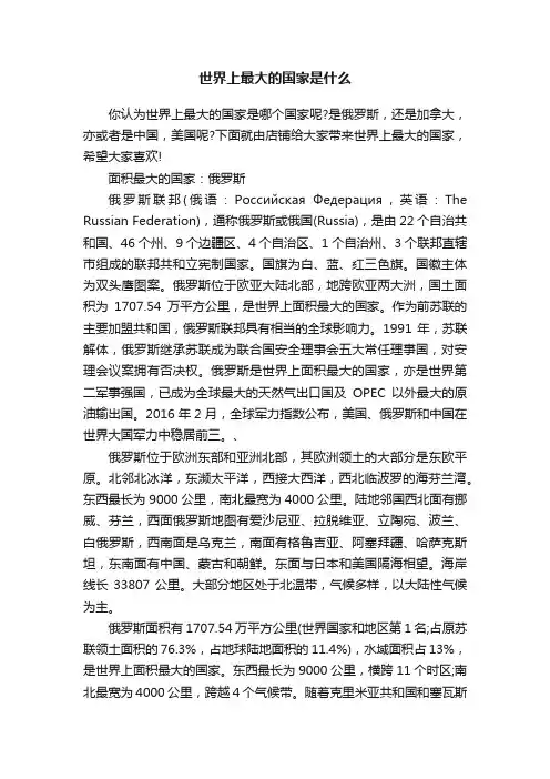 世界上最大的国家是什么