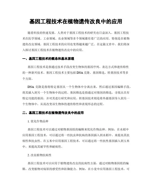 基因工程技术在植物遗传改良中的应用