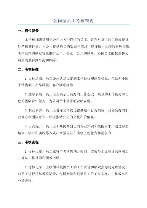 各岗位员工考核细则