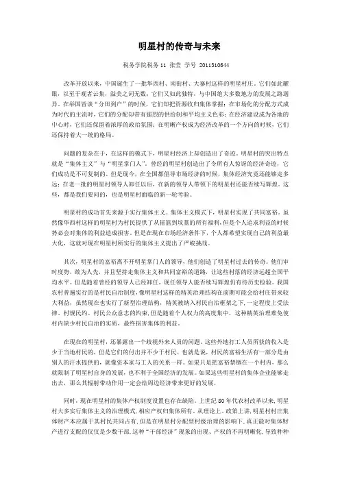 明星村的传奇与未来