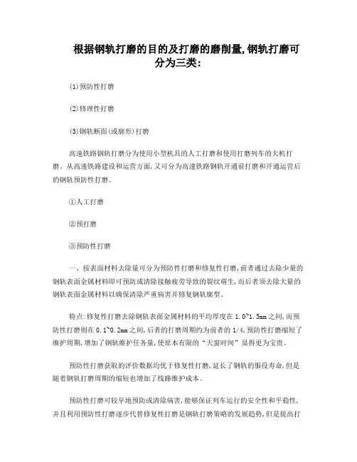 钢轨打磨的类型和特点