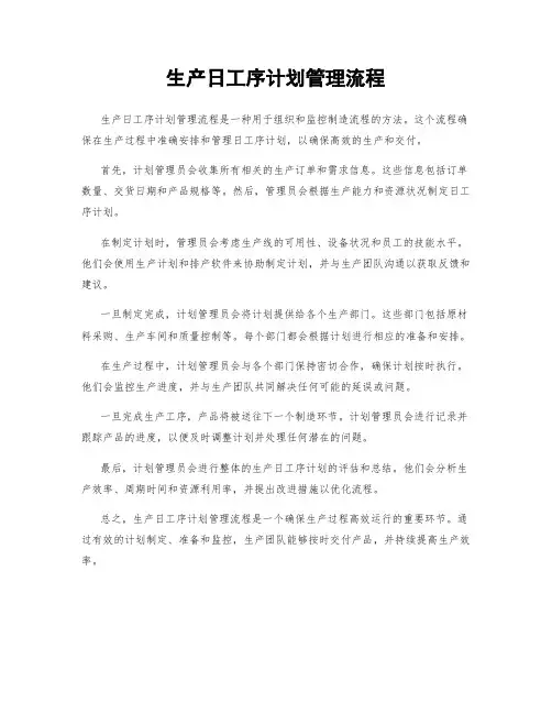 生产日工序计划管理流程