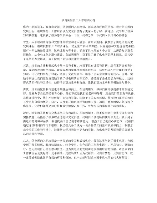 供电所新员工入职培训心得
