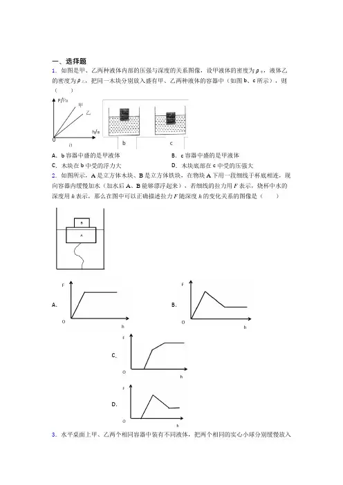 (易错题)初中物理八年级下册第十章《浮力》测试(答案解析)