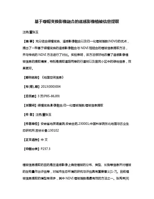 基于缨帽变换影像融合的遥感影像植被信息提取