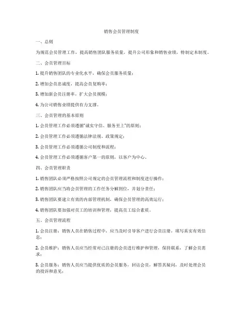 销售会员管理制度