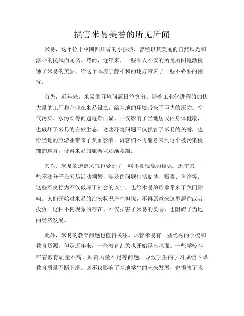 损害米易美誉的所见所闻