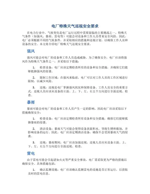 电厂特殊天气巡视安全要求