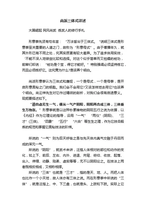 尚派三体式详述