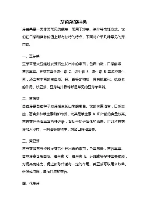 芽苗菜的种类