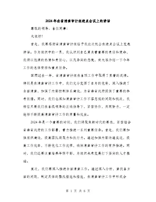 2024年在省清查审计组进点会议上的讲话(三篇)