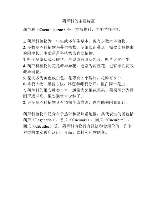 葫芦科的主要特征