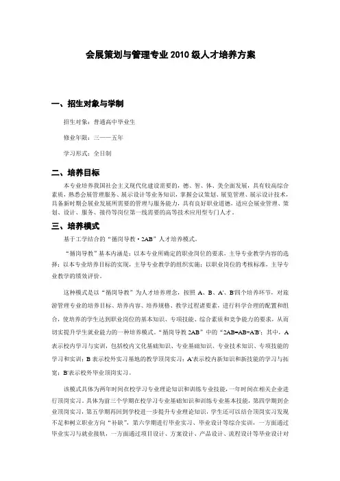 会展策划与管理专业人才培养方案