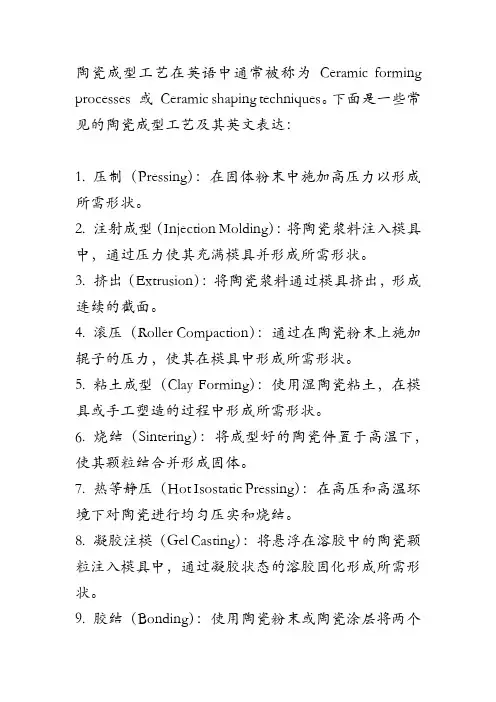 陶瓷成型工艺 英语