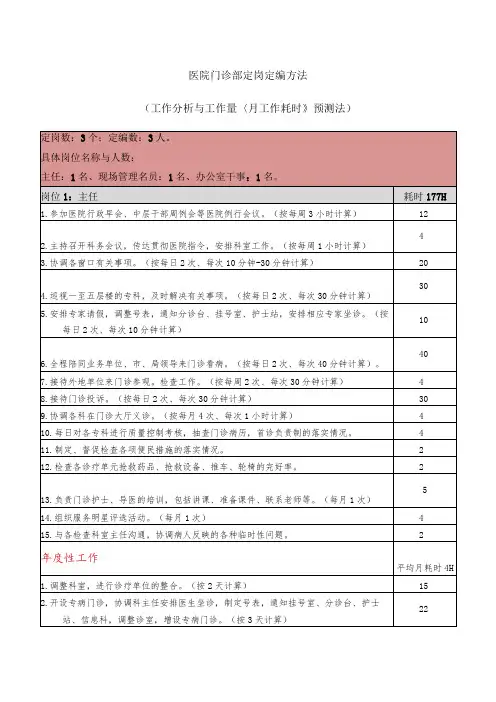 医院门诊部定岗定编方法