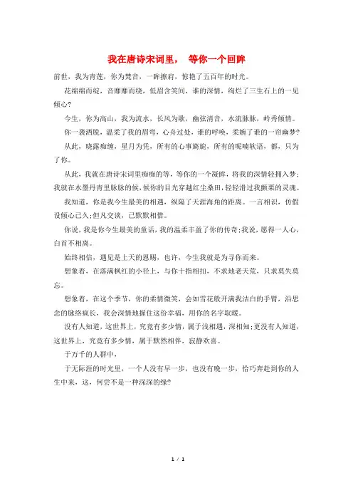 我在唐诗宋词里, 等你一个回眸