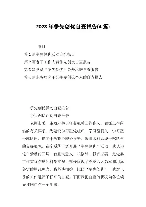 2023年争先创优自查报告(4篇)