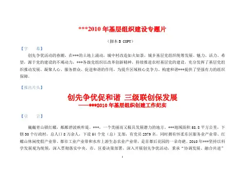 xxx镇 党委 2011年党建专题片脚本、解说词