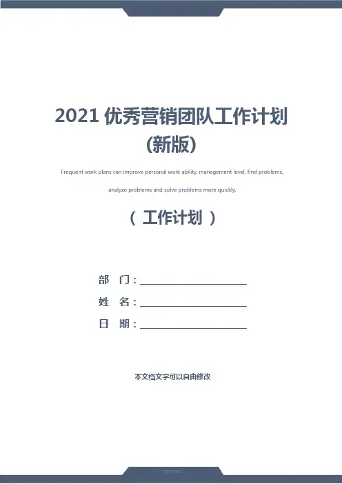 2021优秀营销团队工作计划(新版)