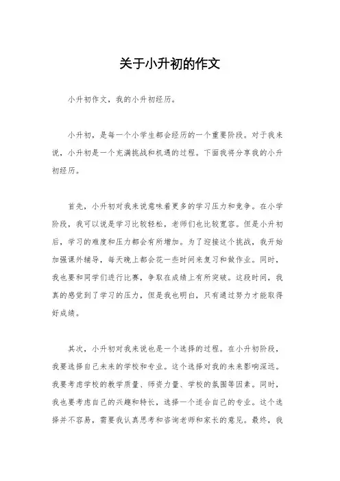 关于小升初的作文