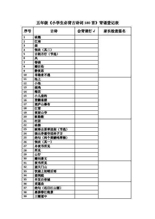 新部编小学生必背古诗词180首