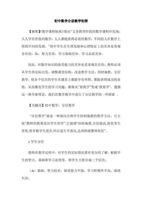 初中数学分层教学初探