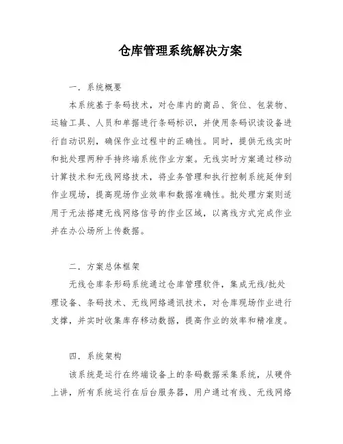 仓库管理系统解决方案