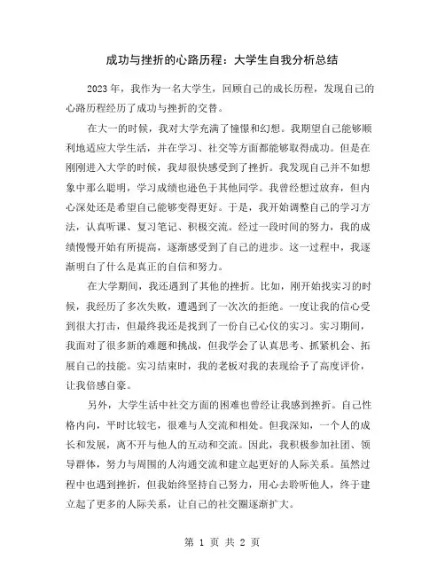 成功与挫折的心路历程：大学生自我分析总结