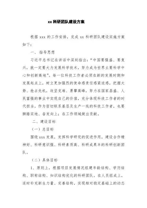 (完整版)xx科研团队建设方案