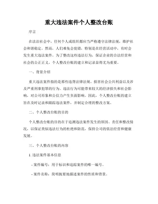重大违法案件个人整改台账