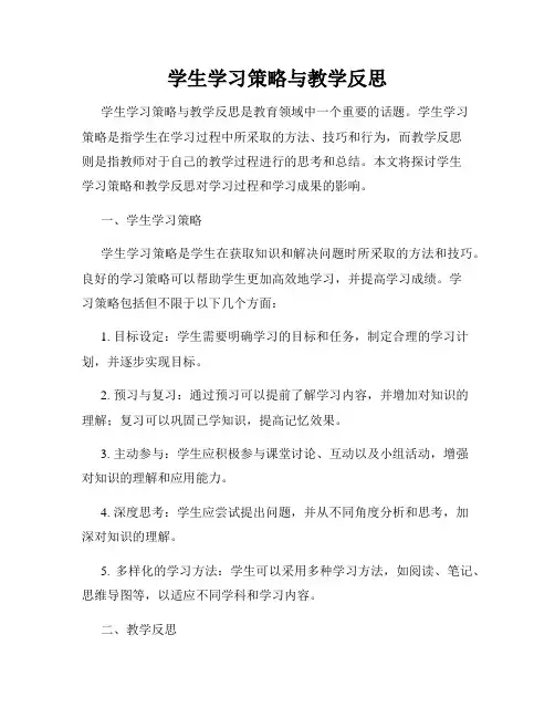 学生学习策略与教学反思