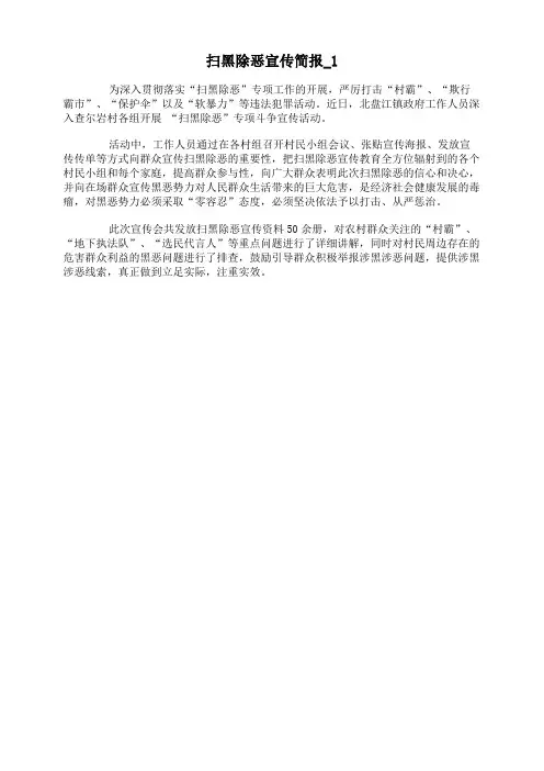 扫黑除恶宣传简报