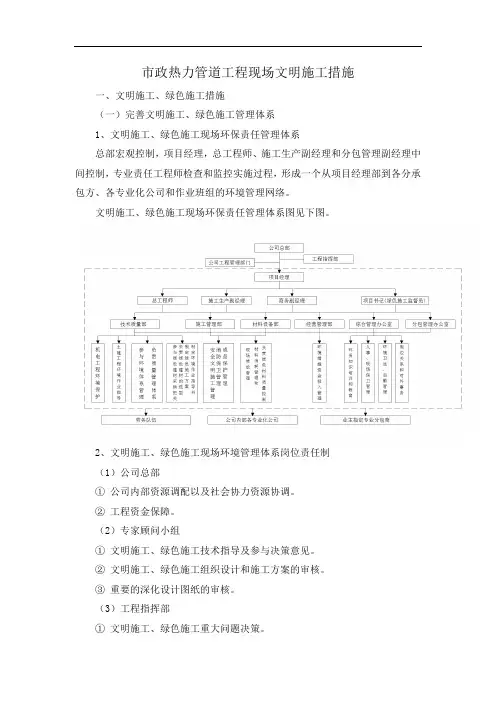 市政热力管道工程现场文明施工措施